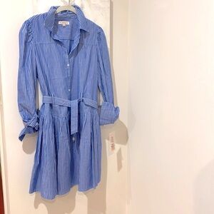 Nanette Lepore Blue Striped Cotton Dress NWT $110